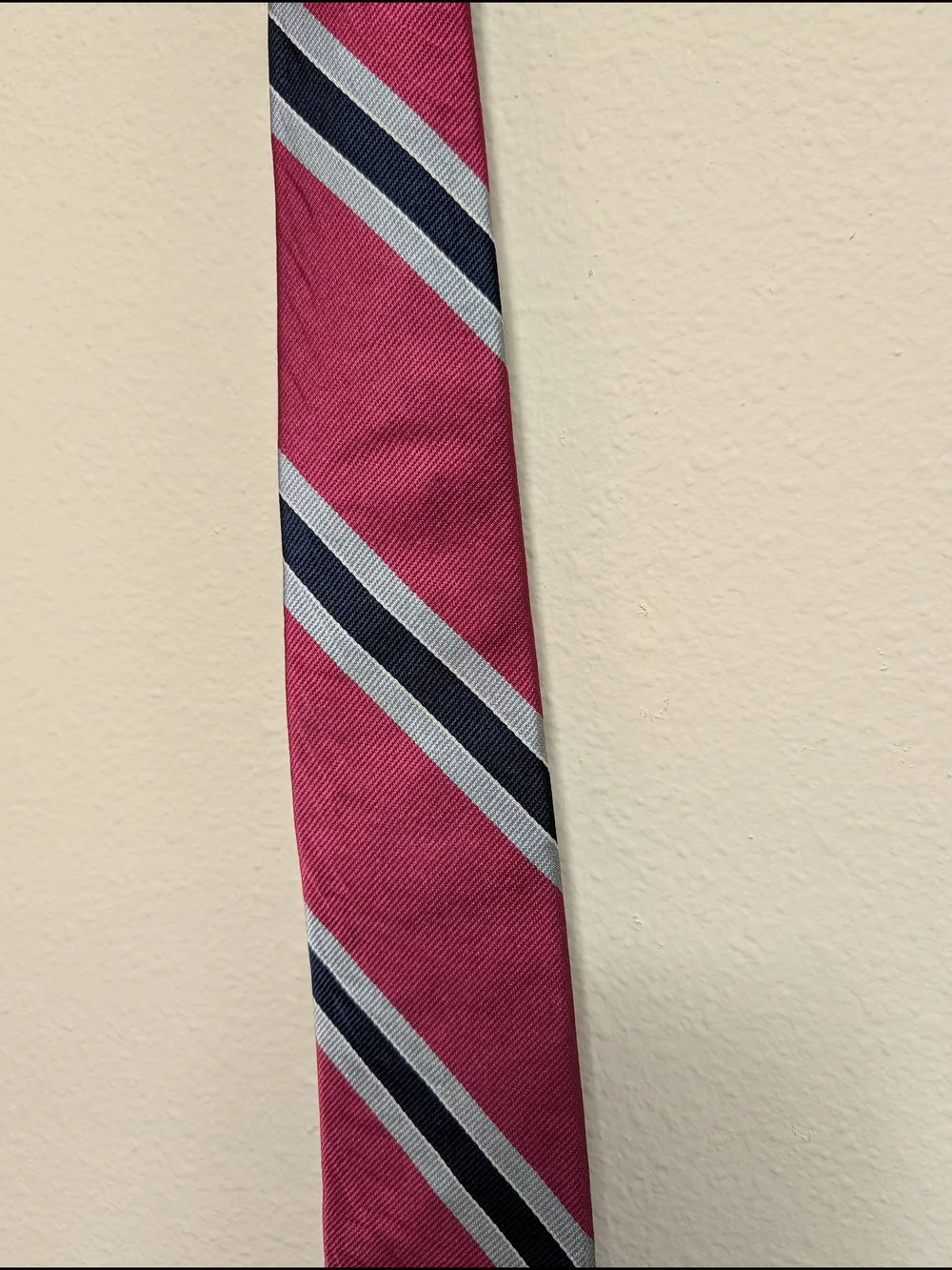 Christian Dior‎ Tie Red Navy Gray Regimental Stripe All Silk Made in USA Vintage